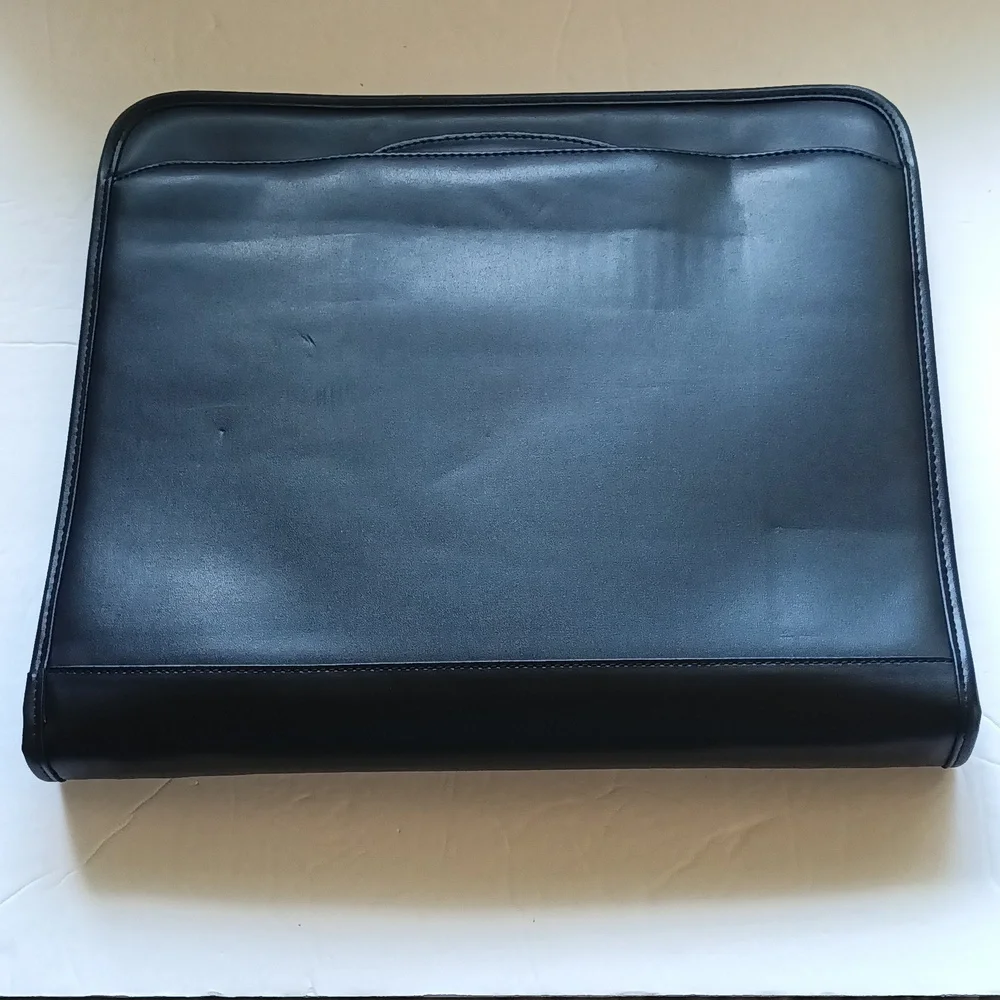 Black Zipper 3 Ring Binder Briefcase Retractable Handles